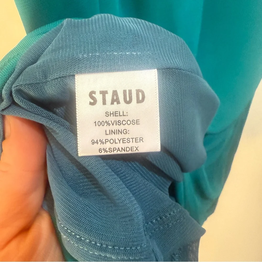 STAUD Blue Sleeveless Maxi Dress Women’s Mesh Lined 100%‎ Viscose Long A-Line